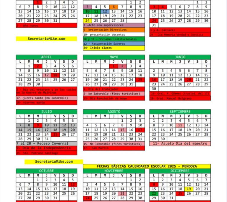 Calendario escolar 2025 mendoza 3